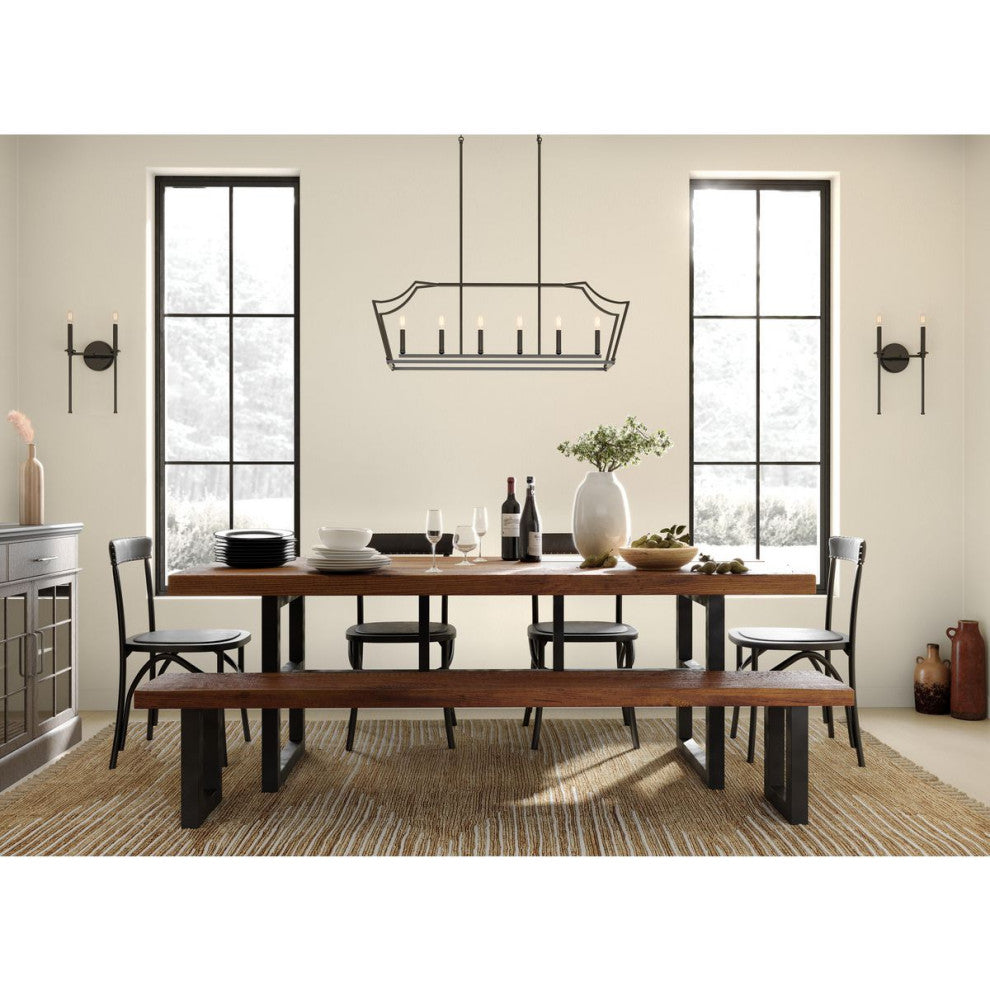 Parkhurst Collection Six-Light Matte Black Linear Island Chandelier Light