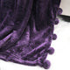 Pom Pom Flannel Fleece Throw Blanket, Blackberry Wine, 50" X 60"