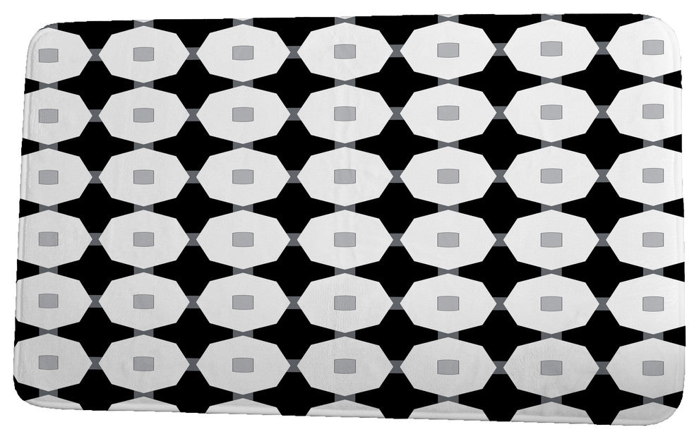 Goals, Gourds, and Gatherings Button Up Geometric Print Bath Mat, Black, 21"x34"