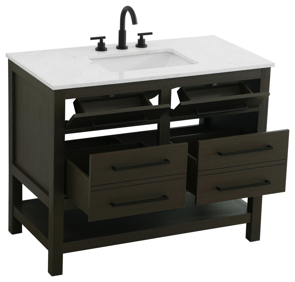 Home Living 42" Single Bathroom Vanity, Mocha Brown