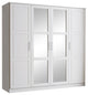 100% Solid Wood Cosmo 4-Door Wardrobe/Armoire/Closet, White-Mirror