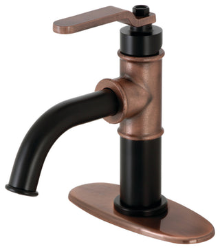 Single-Handle Bathroom Faucet With Push Pop-Up, Matte Black/Antique Copper