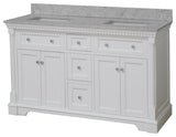 Sydney 60" Bathroom Vanity, White, Carrara Marble, Double Sink