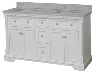 Sydney 60" Bathroom Vanity, White, Carrara Marble, Double Sink