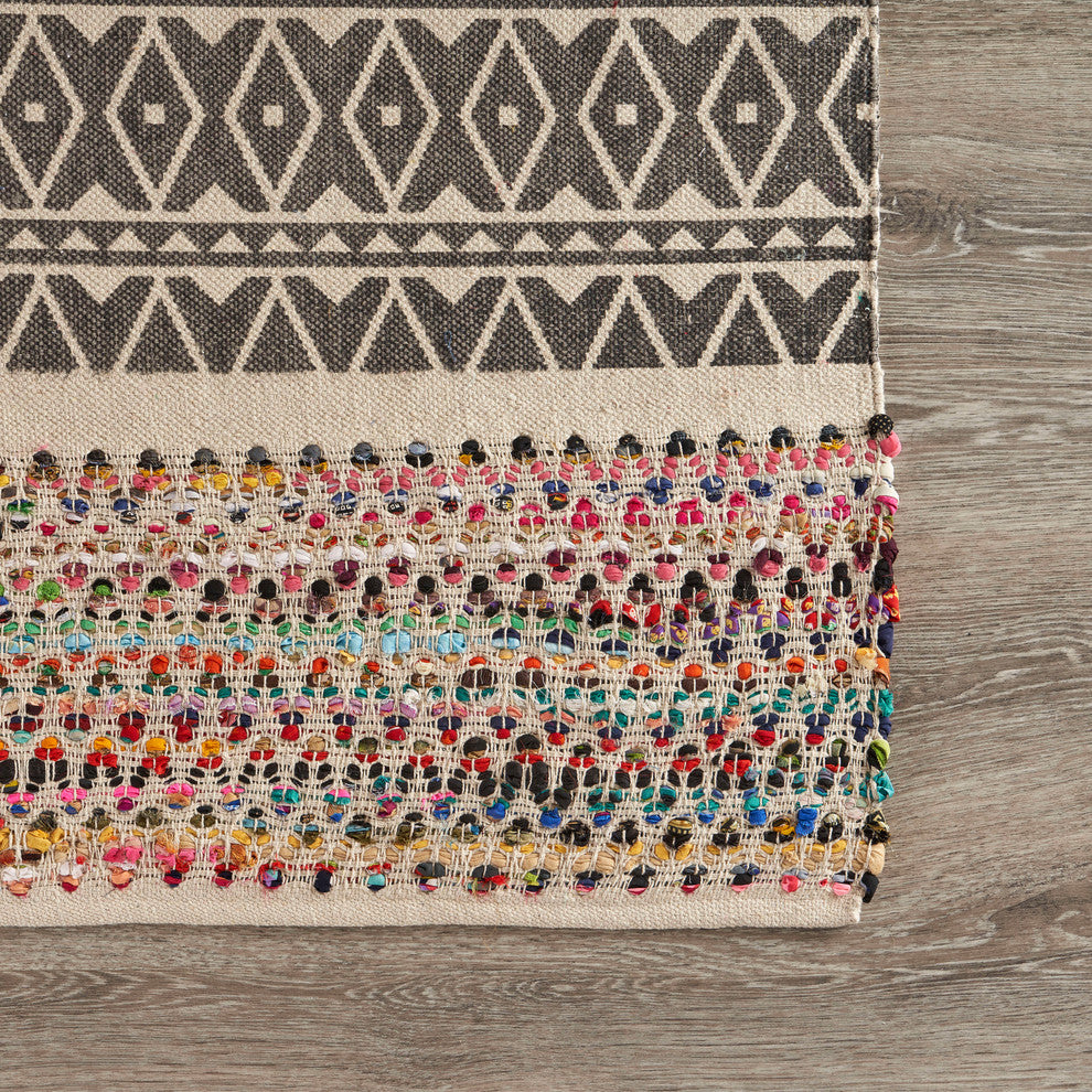 Ox Bay Von Ace Multi Chindi Flatwoven Area Rug, 5' x 7'
