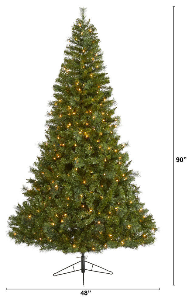 7.5' Mount Hood Spruce Faux Xmas Tree W/450 White Lights & Bendable Branches