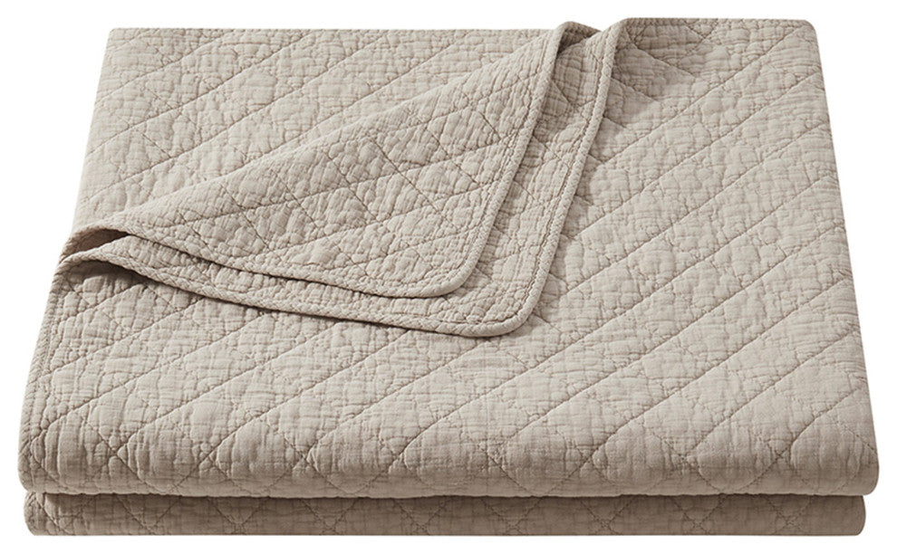 Stonewashed Cotton Gauze Quilt, 1PC, Sable, Twin