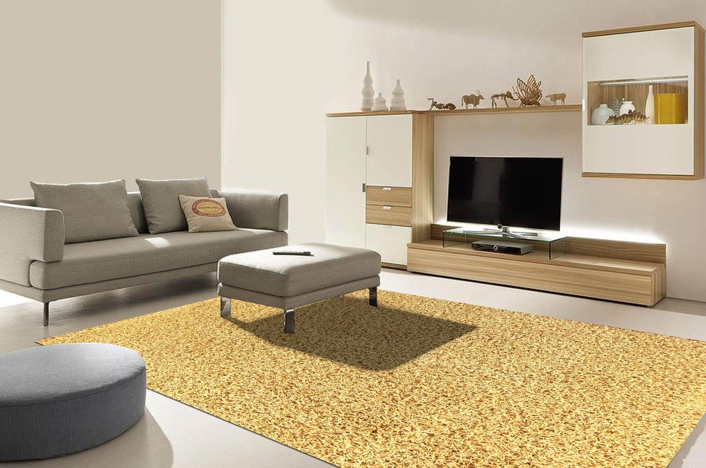 Hand Woven Gold Shag Area Rug