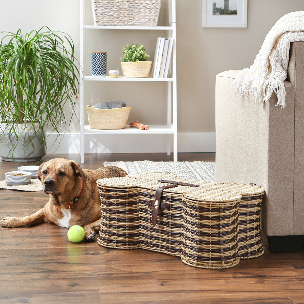 Stripe Bone Shape Toy Basket Large 24x15x9