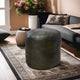 Poufs-Solid Goat Leather Pouf, Handmade (Recycled Cotton Fill), {Round}14x14x14