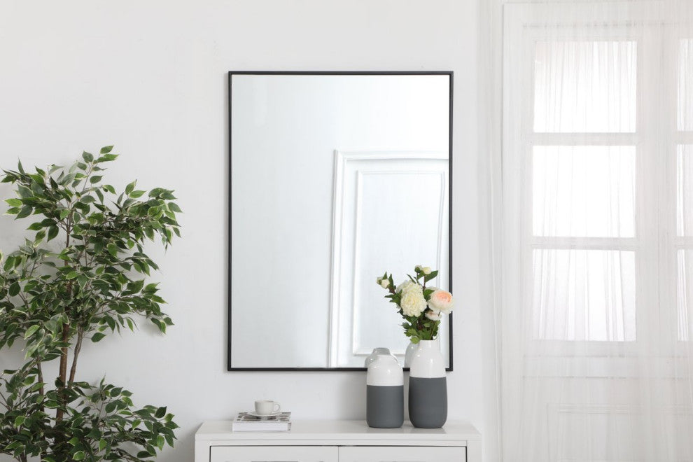 Elegant Decor MR43040BK Metal Frame Rectangle Mirror, 30", Black