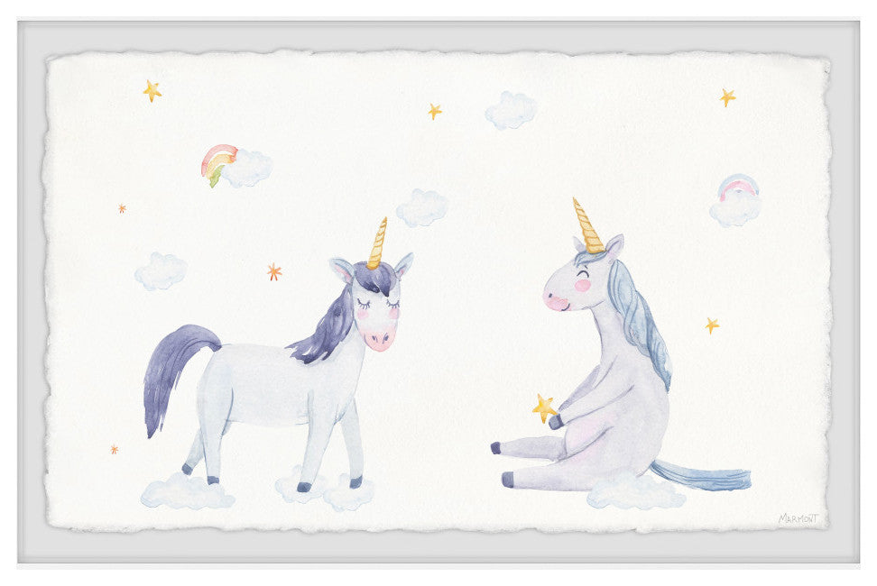 "Unicorn Buddies" Framed Painting Print, 24x16