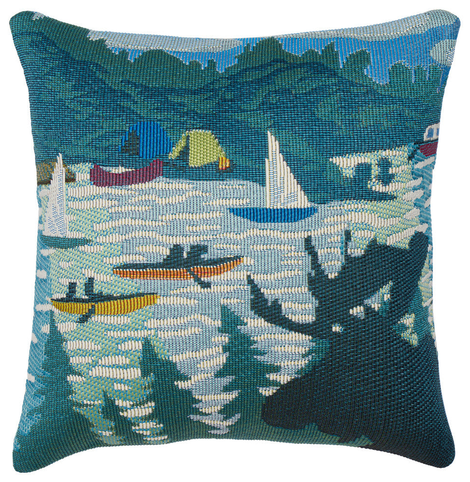 Marina Lake Life Indoor/Outdoor Pillow Blue 18"x18"