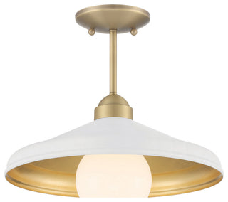 Brooks Matte White 14" Semi-Flush Mount Ceiling Barn Light