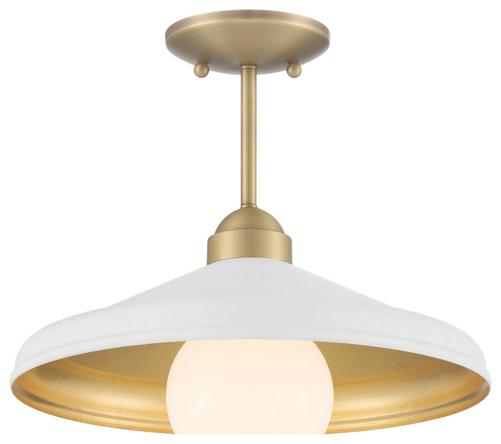 Brooks Matte White 14" Semi-Flush Mount Ceiling Barn Light