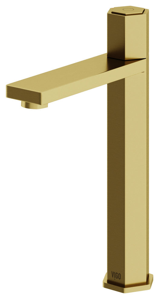 VIGO Nova 10" H Single Handle Single Hole Bathroom Vessel Faucet, Matte Brushed Gold