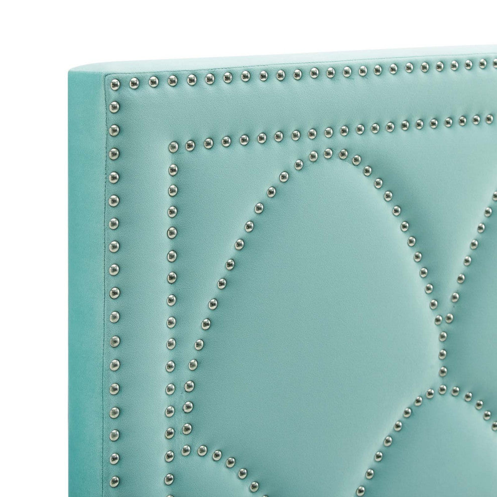 Greta Performance Velvet Twin Headboard, Mint