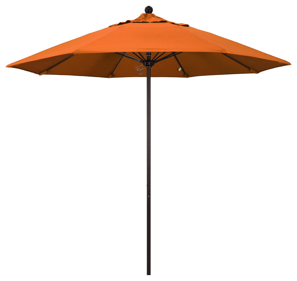 9' Bronze Push Lift Fiberglass Rib Aluminum Umbrella, Pacifica, Tuscan