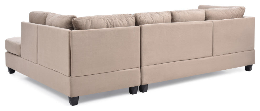 Solana Micro Suede Sectional, Mocha Micro Suede
