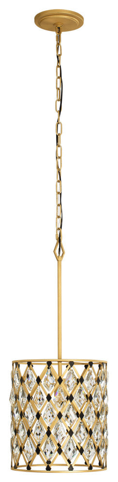 Windsor 1-Lt Crystal Pendant - French Gold/Matte Black