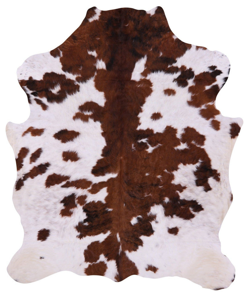 6' 7" X 5' 7" Brown and White Natural Cowhide Rug C1567