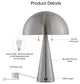Inspired Home Emmalin Table Lamp, USB Charger, Stainless Steel