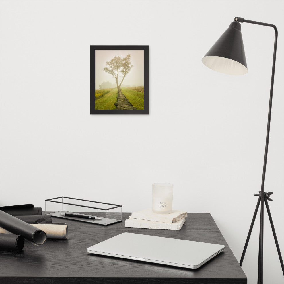 Calming Morning Rural Landscape Framed Photo Paper Wall Art Prints, Black, 8" X 10"