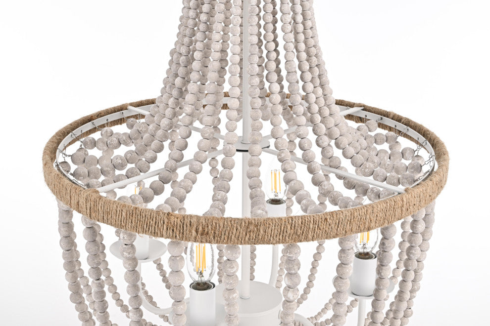 Home Living 20" Beaded Pendant, Antique White