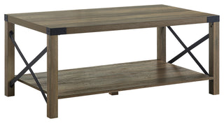 Wood and Metal Coffee Table, Rustic Oak and Black