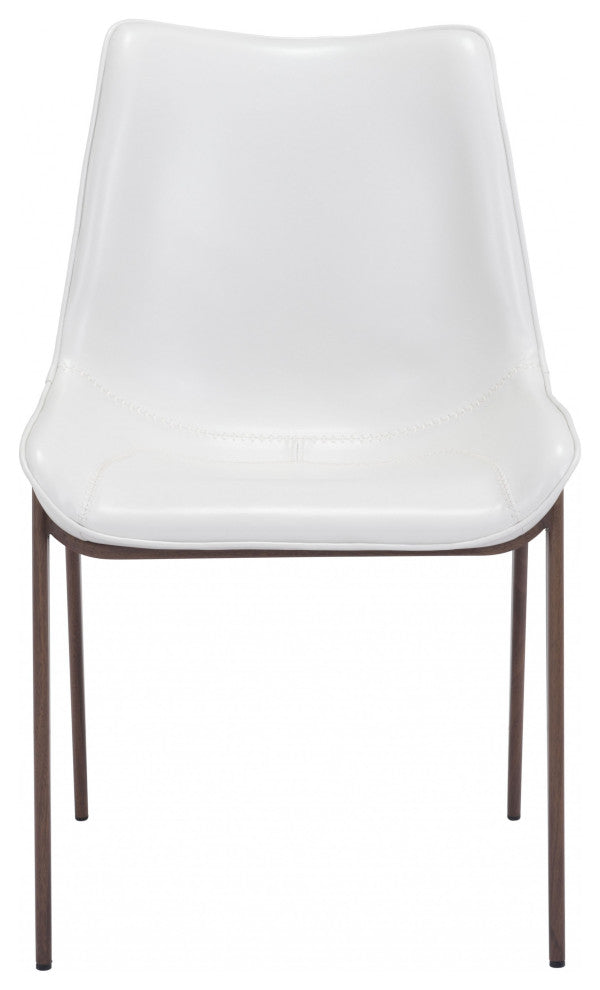 Stich White Faux Leather Side or Dining Chairs Set of 2 Chairs