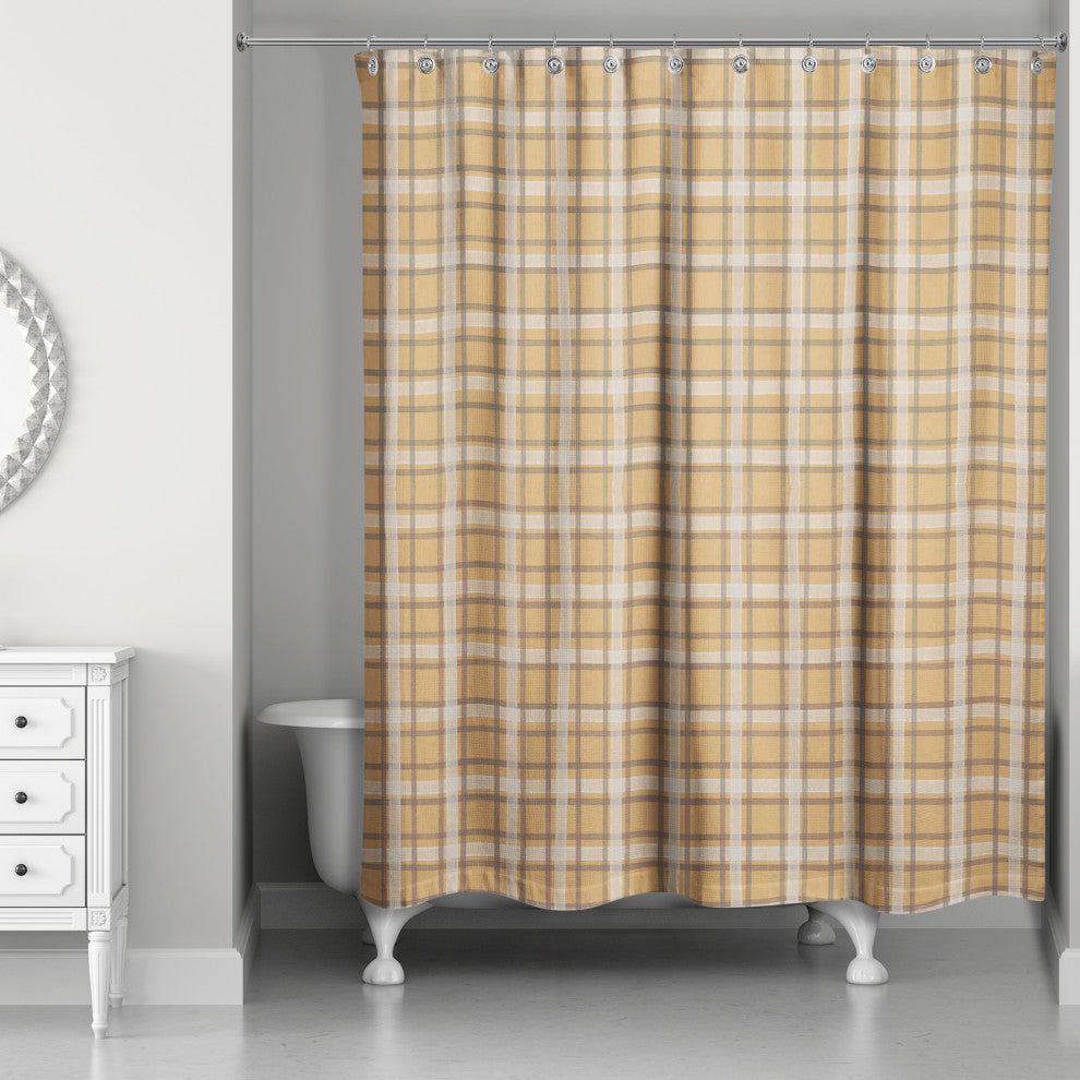 Orange Multi Plaid 71x74 Shower Curtain