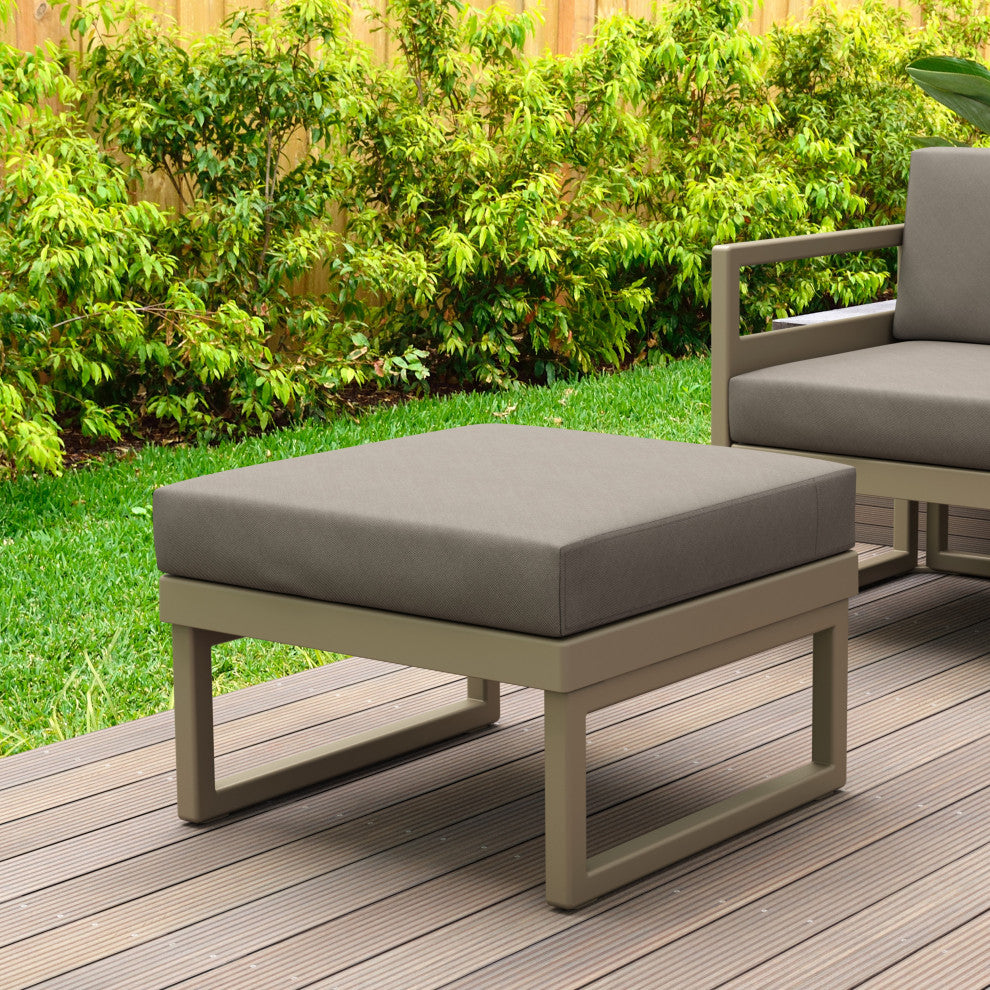 Mykonos Ottoman Taupe With Acrylic Fabric Taupe Cushion