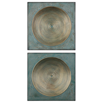 Uttermost Sybil Antique Gold Squares Wall Art, Set of 2