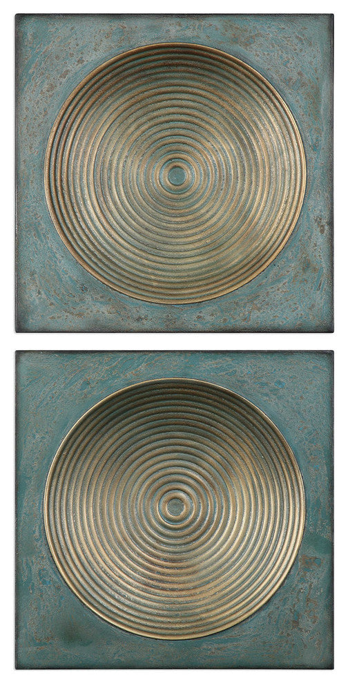 Uttermost Sybil Antique Gold Squares Wall Art, Set of 2