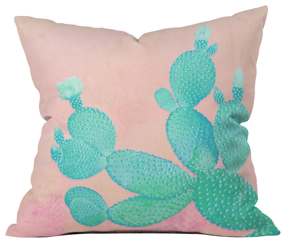 Kangarui Pastel Cactus Throw Pillow, 16"x16"