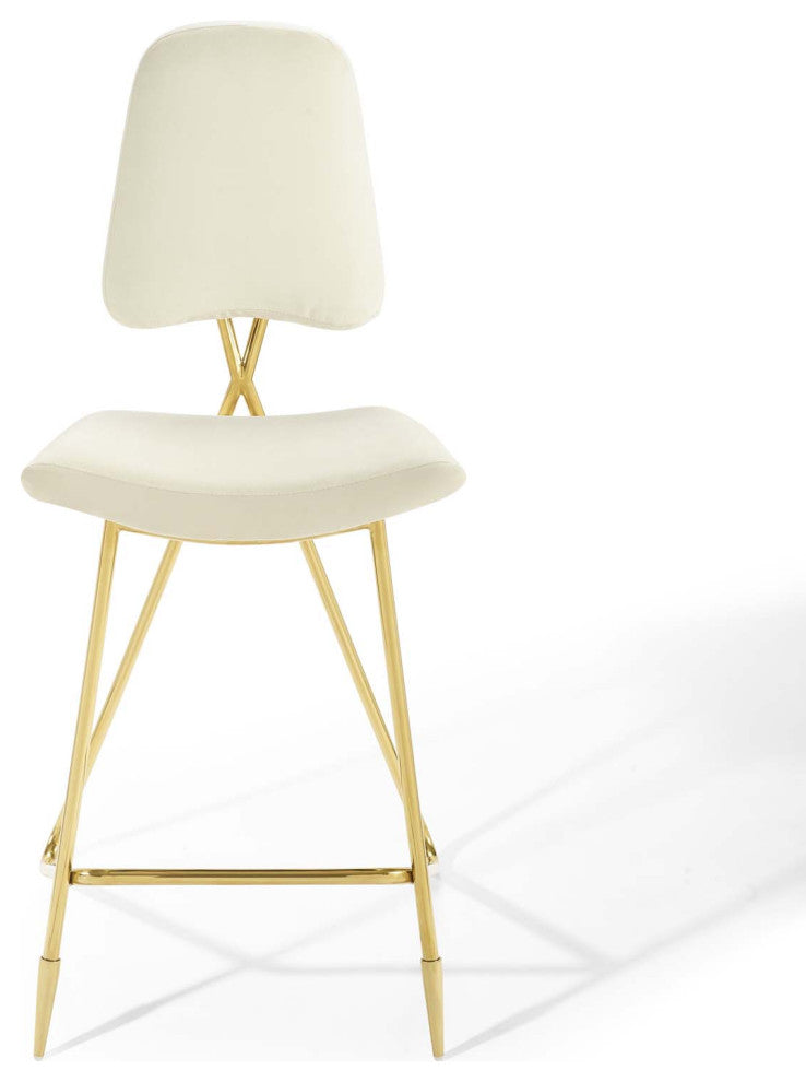 Ponder Bar Stool Performance Velvet Set of 2, Ivory