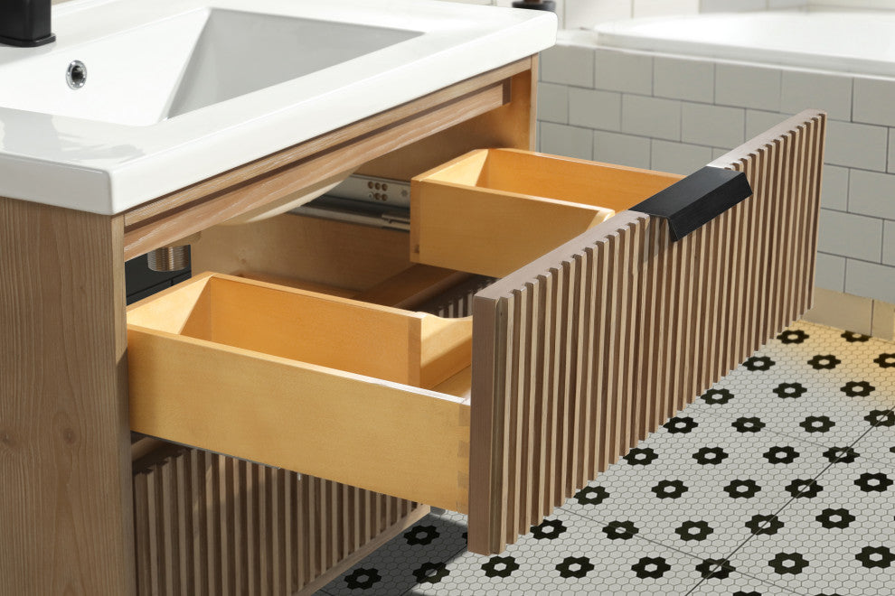 Ari Kitchen and Bath San Diego Bath Vanity, Weathered Fir, 30", Floating