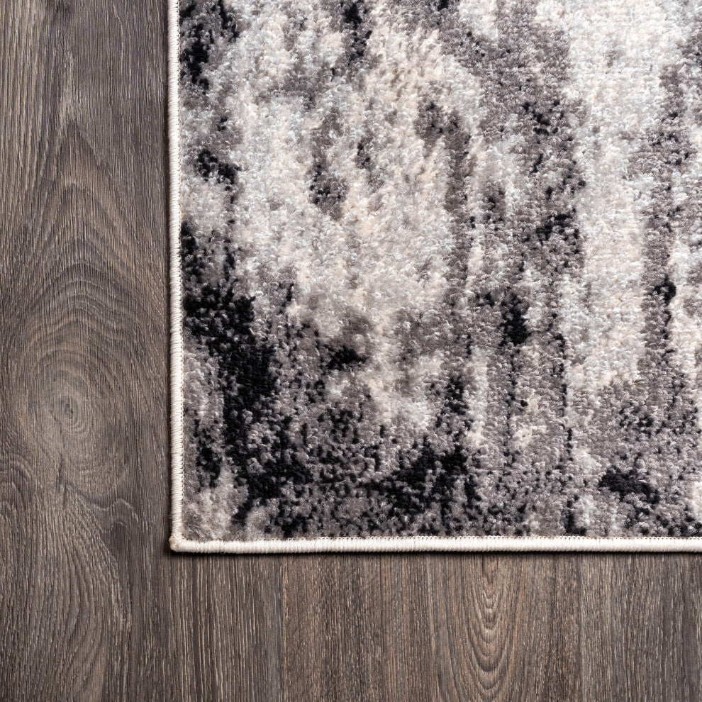 Storm Modern Abstract Area Rug, Gray/Cream, 5 X 8