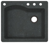 Swan 25x22x9.5 Granite Kitchen Sink, 4-Hole, Nero