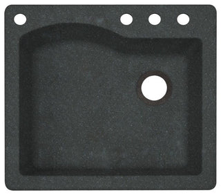 Swan 25x22x9.5 Granite Kitchen Sink, 4-Hole, Nero