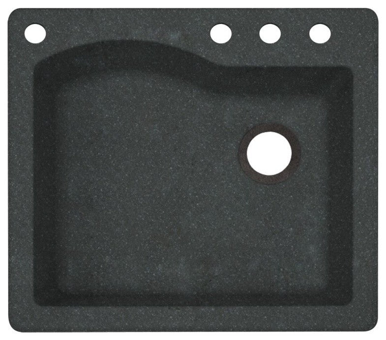 Swan 25x22x9.5 Granite Kitchen Sink, 4-Hole, Nero