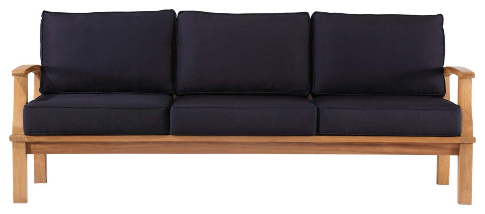 Lounge Sofa, Wood, Brown Natural Blue Navy, Modern, Outdoor Patio Balcony Garden
