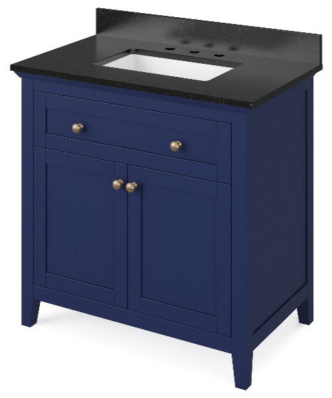 Chatham Traditional 36" Hale Blue Single Sink Vanity, Black Granite Vanity Top