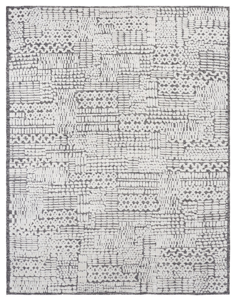 Ivory Contemporary Geometric Transitional High-Low Area Rug