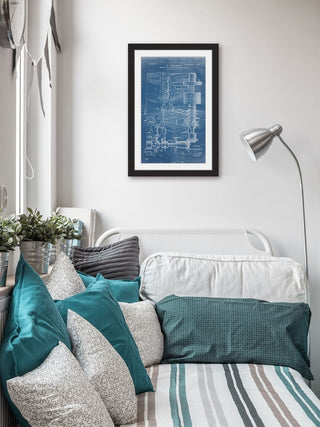 "Paper Clip 1899 Blueprint" Framed Painting Print
