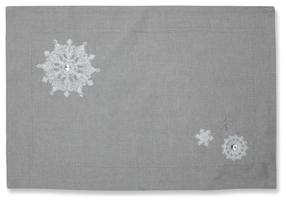 Christrmas Snowflakes Placemat  Gray, Set of 2