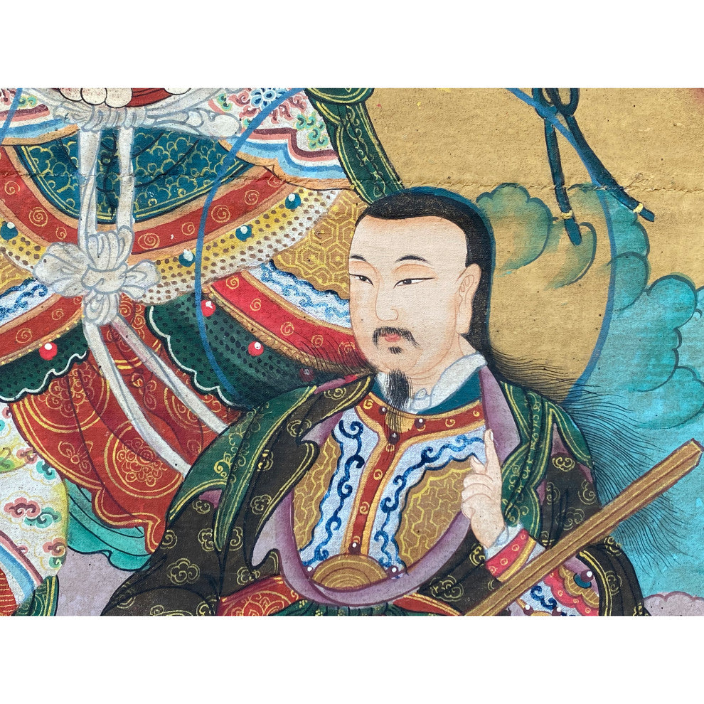 Large Chinese Canvas Art of The Three Great Emperor - Officials Hcs7164