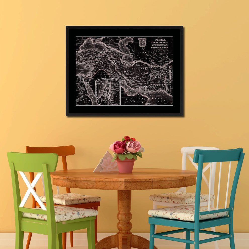 Persia Iraq Iran Afghanistan Vintage Vivid Sepia Map Canvas, 28"x37"