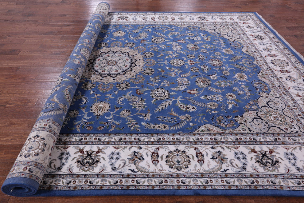 Persian Nain Wool & Silk Hand Knotted Rug 9' 11" X 14' 2" - Q13145