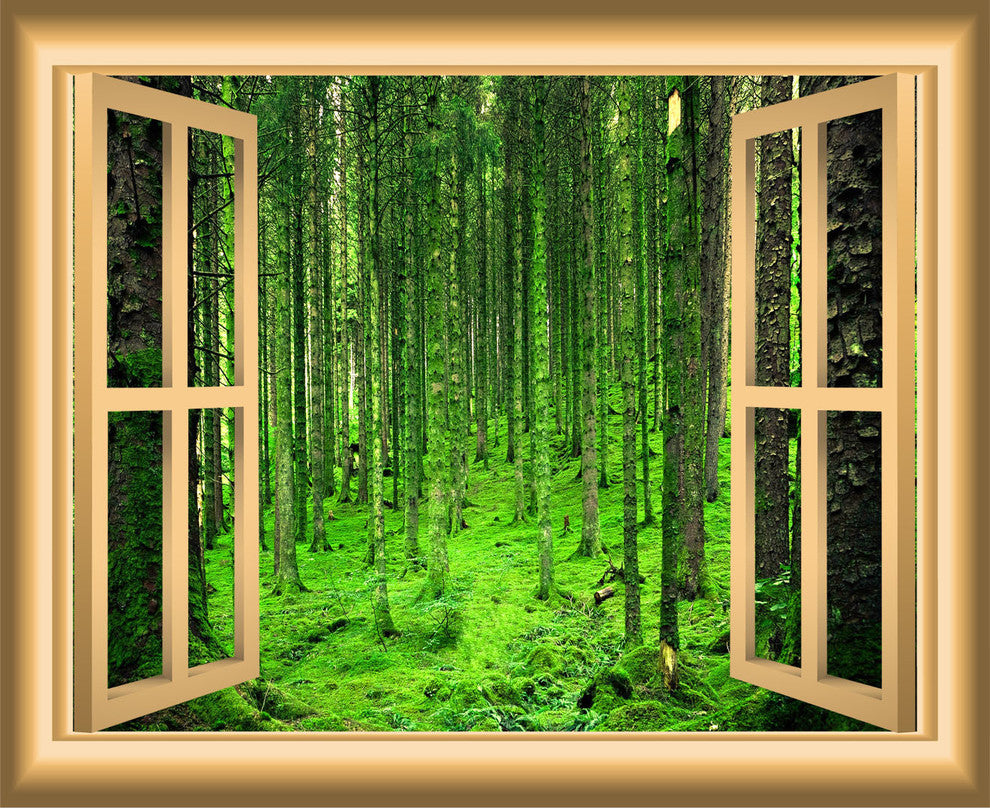 3D Forest Wall Decals Nature Window Peel and Stick Mural, 24"x30"